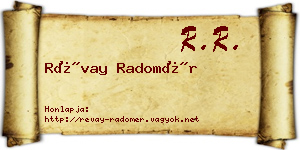 Révay Radomér névjegykártya